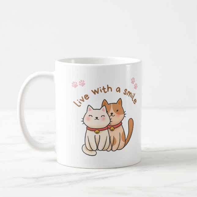 Lebe mit einem Lächeln  Kaffeetasse (Links)