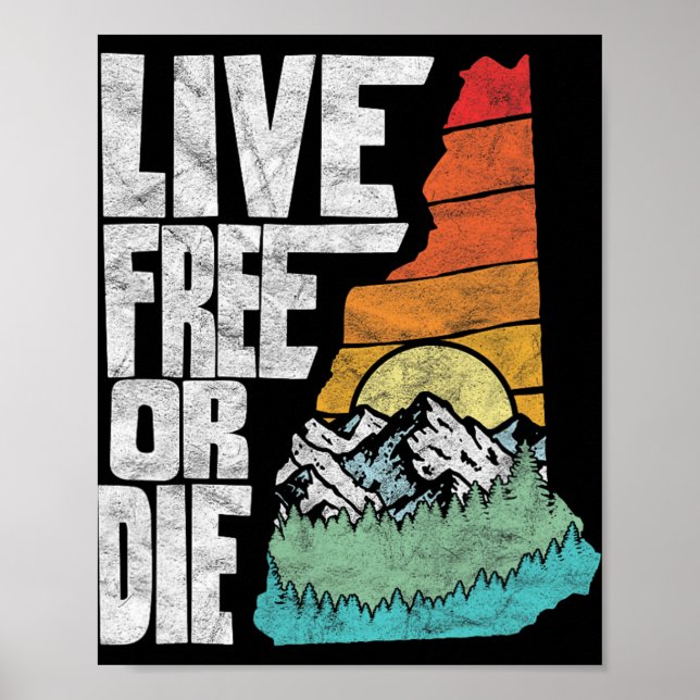 Lebe oder stirb Retro New Hampshire Natur  Poster (Vorne)