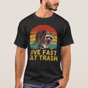 Lebe schnell, iss Müll Lustiger Waschbär Camping V T-Shirt