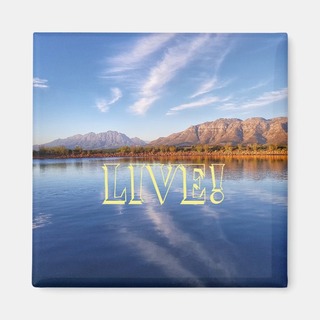 Lebe! Water Mountains Seenlandschaft Magnet (Vorne)