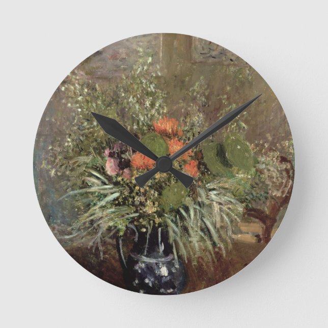 Leben Alfreds Sisley | noch der wilden Blumen Runde Wanduhr (Vorderseite)