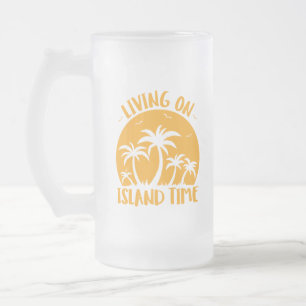 Leben auf der Insel Zeit Palmen und Sonnenuntergan Mattglas Bierglas