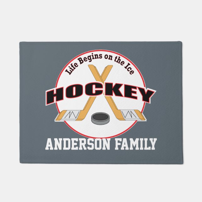Leben auf Eis-Hockey-Stock-und Fußmatte (Vorderseite)
