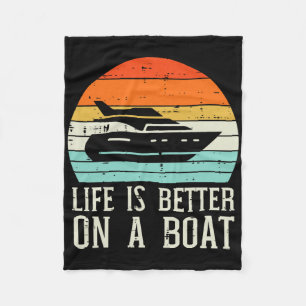 Leben besser auf Boot Sonnenuntergang Retro Yacht Fleecedecke