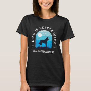 Leben besser Belgischer Malinois Vintage Blau Hund T-Shirt