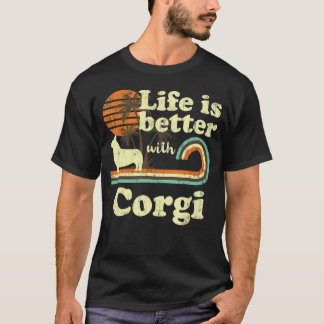 Leben besser Corgi Vintage Hund Mama Papa T-Shirt