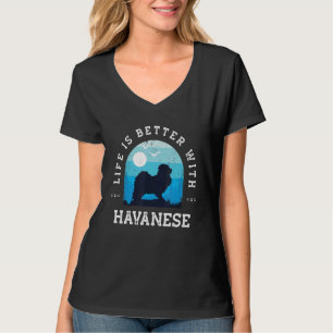Leben besser Havanese Vintage Blau Hund Mama Papa T-Shirt