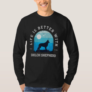 Leben besser Shiloh Shepherd Vintage Blau Hund Mam T-Shirt