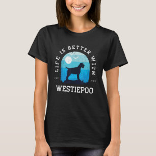 Leben besser Westiepoo Vintage Blau Hund Mama Papa T-Shirt