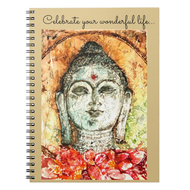 Leben-Buddha-Aquarell-Kunst-gewundenes Notizbuch Notizblock (Vorderseite)