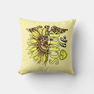 Leben der Scrub Life Krankenschwester Sonnenblumen Kissen