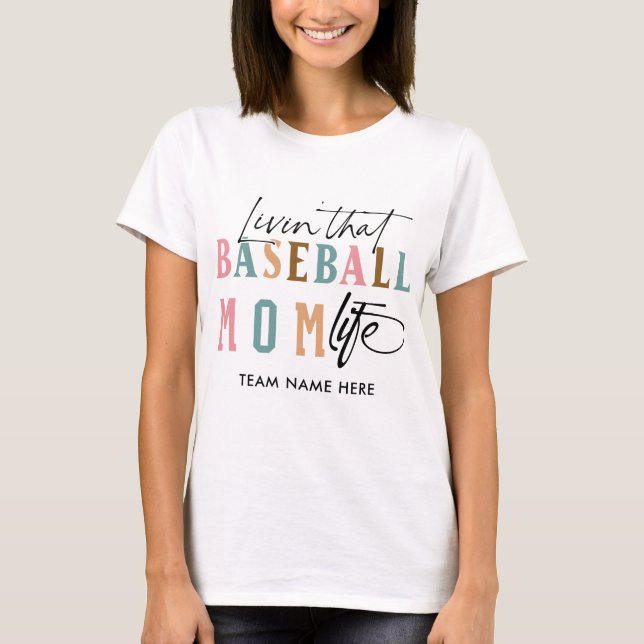 LEBEN DIESES BASEBALL-MAMA-LIFE-Teamnamens T-Shirt (Vorderseite)