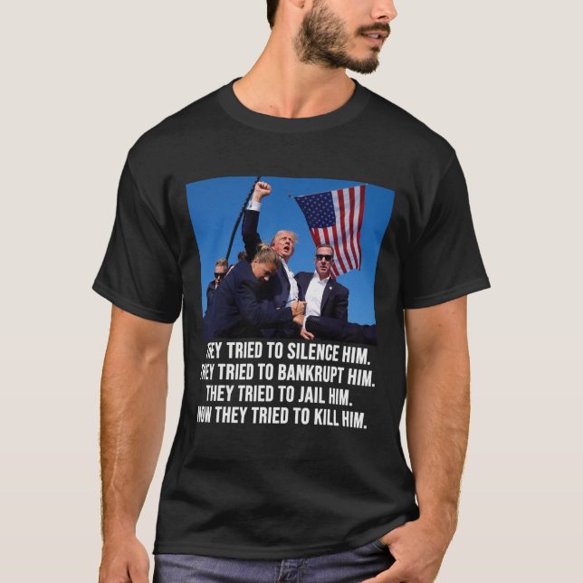 Leben Donald Trump Tasse Shot - Nie übergeben T-Shirt (Vorderseite)