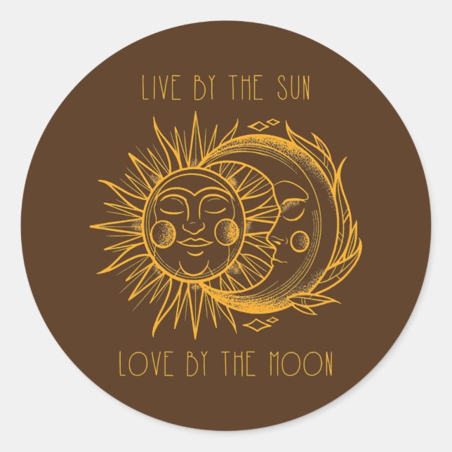 Leben durch die Sonne Liebe am Mond Runder Aufkleber (Vorderseite)