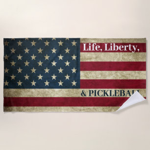 Leben Freiheit & Pickleball Grunge Patriotisch Strandtuch