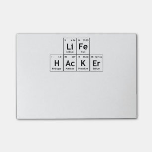 Leben-Hacker-Chemie-Element-Periodensystem-Wort Post-it Klebezettel