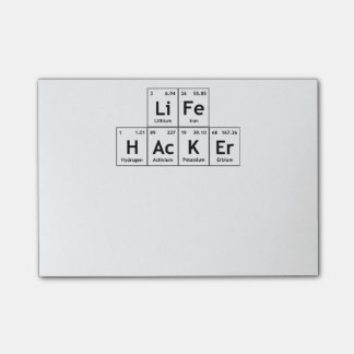 Leben-Hacker-Chemie-Element-Periodensystem-Wort Post-it Klebezettel