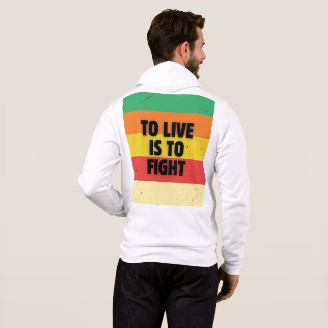 Leben heißt kämpfen - Retro Streifen Inspiration Hoodie (Schwarz voll)