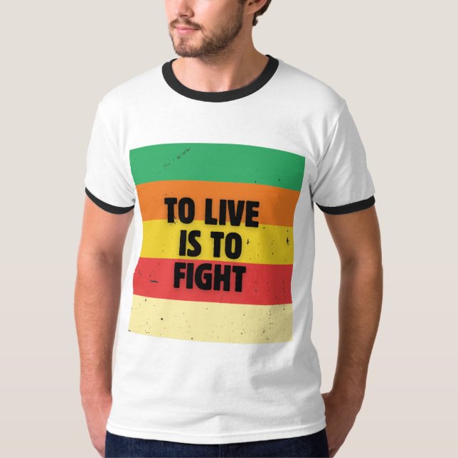 Leben heißt kämpfen - Retro Streifen Inspiration T-Shirt (Vorderseite)