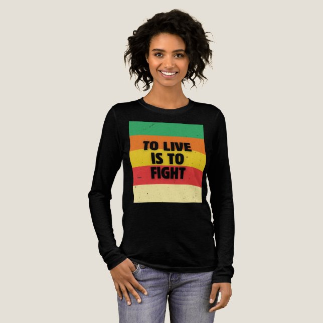 Leben heißt kämpfen - Retro Streifen Inspiration Tri-Blend Shirt (Volle Vorderseite)