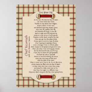 "Leben Ihr Leben" auf kariertem HauptTecumseh Poster