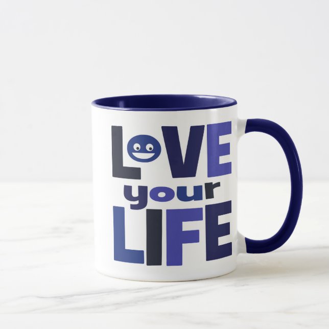Leben Ihr Leben, Liebe Ihr Leben-Blau Tasse (Rechts)