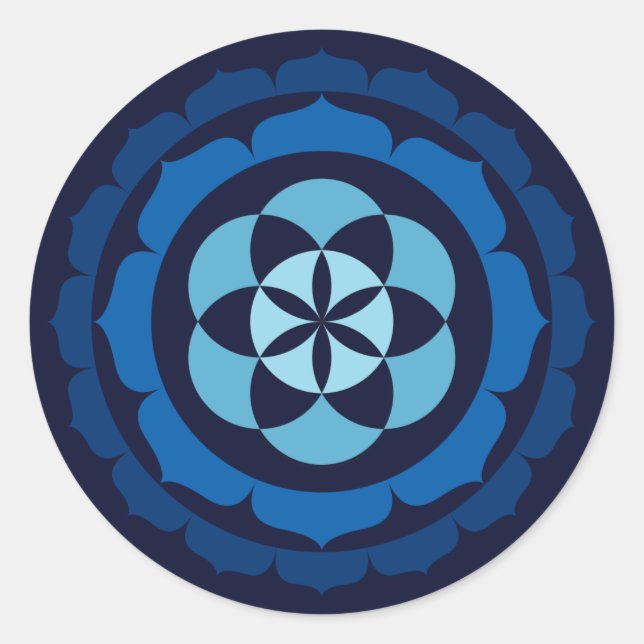 Leben im Doppellotus - Blau Runder Aufkleber (Vorderseite)