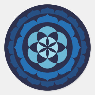 Leben im Doppellotus - Blau Runder Aufkleber