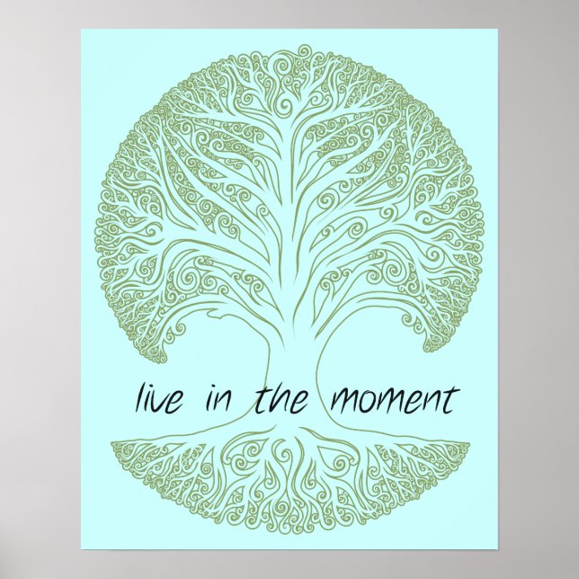 Leben im Moment Baum Poster (Vorne)