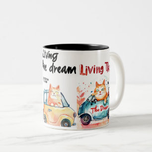 Leben im Traum: Chubby Cat Tasse" Zweifarbige Tasse