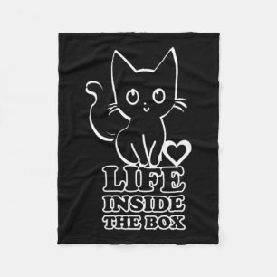 Leben in der Box - Schwarze Katze Fleecedecke
