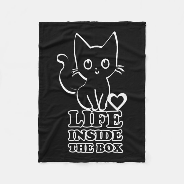 Leben in der Box - Schwarze Katze Fleecedecke (Vorderseite)