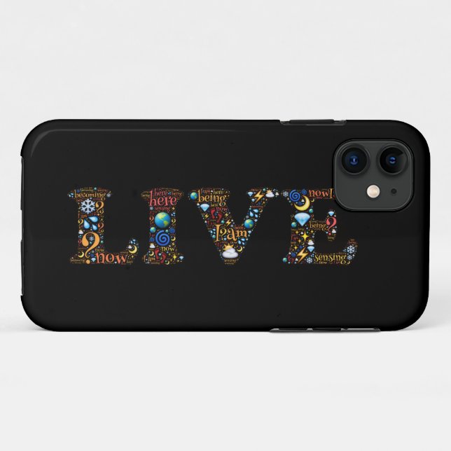 Leben in der Gegenwart inspirierender Wortkunst Case-Mate iPhone Hülle (Rückseite (Horizontal))