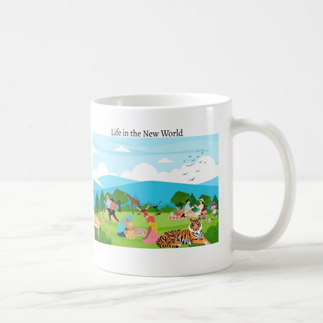Leben in der neuen Welt Kaffeetasse (Rechts)