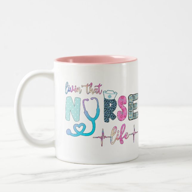 Leben in diesem Krankenleben Zweifarbige Tasse (Links)