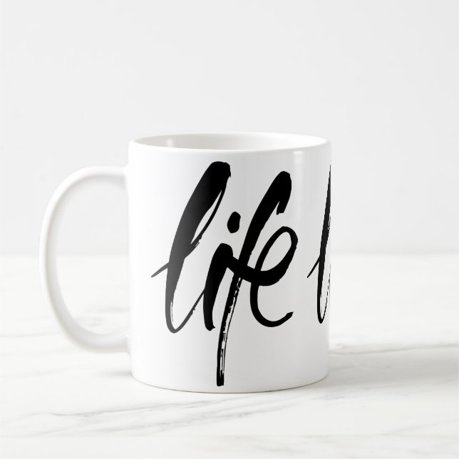 Leben in gebürstetem Schwarz Kaffeetasse (Links)