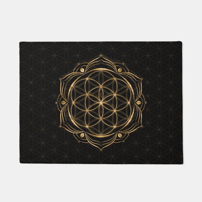 Leben in Lotus - Heilige Geometrie Fußmatte (Vorderseite)