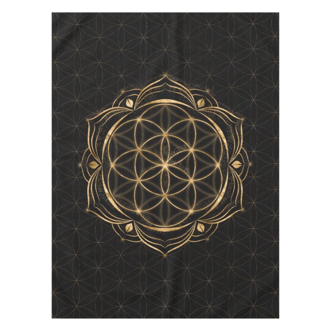 Leben in Lotus - Heilige Geometrie Tischdecke (Vorderseite)