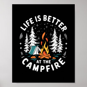 Leben ist besser am Lagerfeuer Lustiges Camping Poster