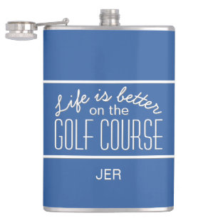 Leben ist besser auf dem Golfplatz Zitat Monogramm Flachmann