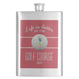 Leben ist besser Golf polygonaler Golfspieler Init Flachmann