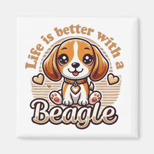 Leben ist besser mit Beagle - Niedlicher Beagle Magnet