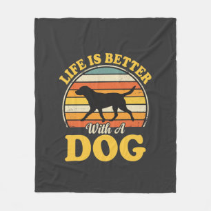 Leben ist besser mit einem Retro-Hund Fleecedecke