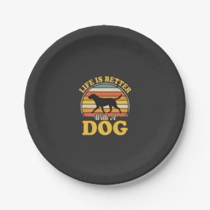 Leben ist besser mit einem Retro-Hund Pappteller