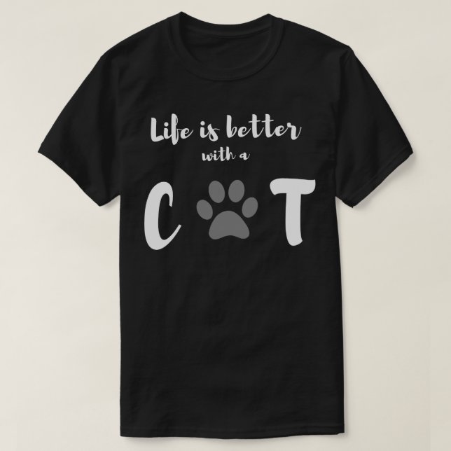 Leben ist besser mit einer Katze T-Shirt (Design vorne)