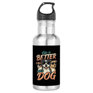 Leben ist besser mit Hund-Vektor Edelstahlflasche