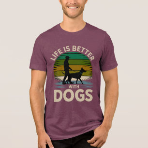 Leben ist besser mit Retro-Sonnenuntergang-T-Shirt Tri-Blend Shirt