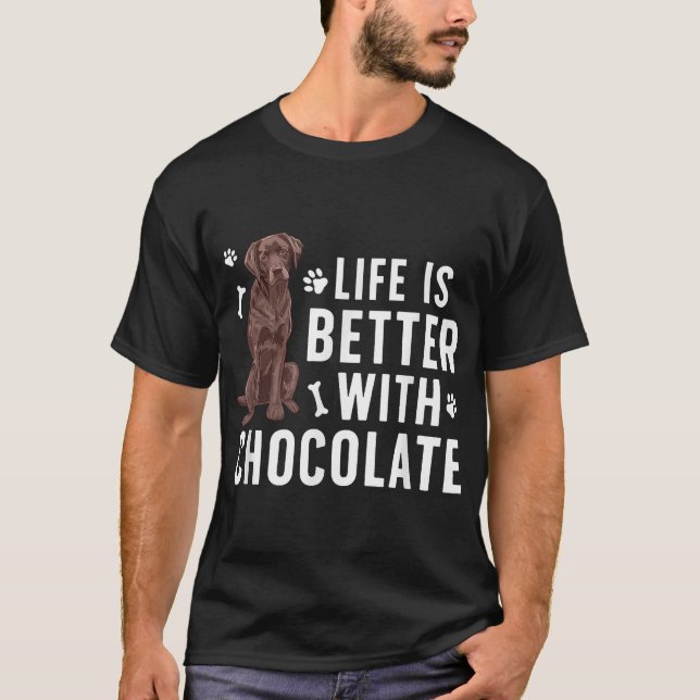 Leben ist besser Schokolade Labrador Eigentümer Sc T-Shirt (Vorderseite)