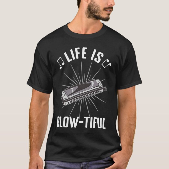 Leben ist blass Harmonicist Harmonica Player mou T-Shirt (Vorderseite)