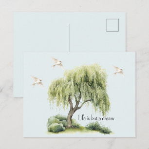 Leben ist ein Traum Baum Vögel Postkarte
